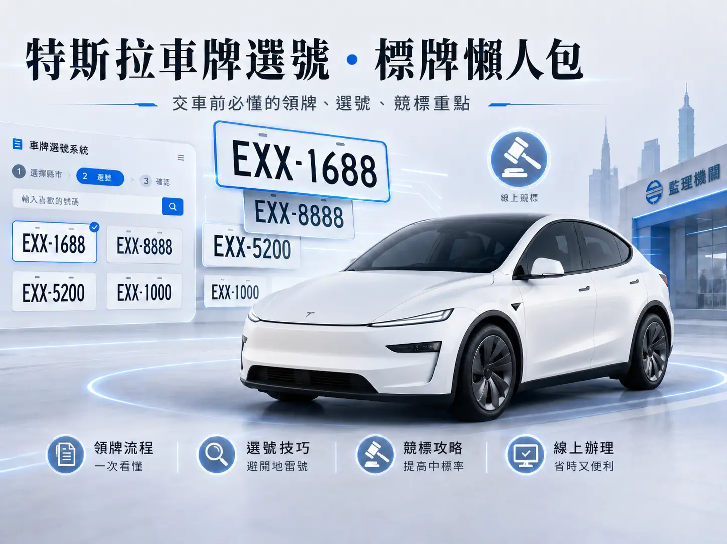 特斯拉電動車車主選車牌懶人包：監理站選牌、標牌、領牌常見問題一次看懂