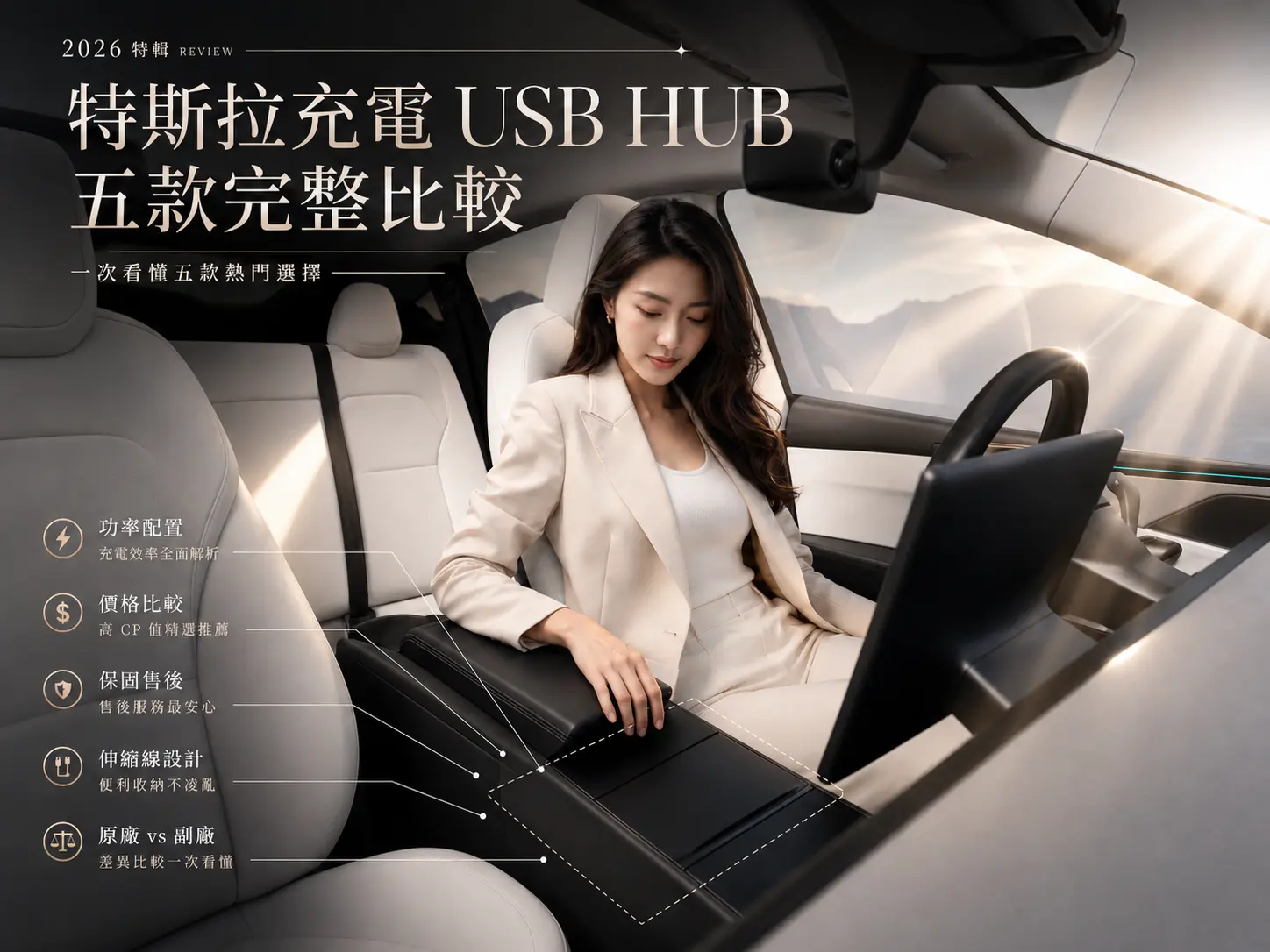 特斯拉充電 USB HUB 該怎選？原廠、JOWUA、倍思、3W、TEMAI 五款完整比較
